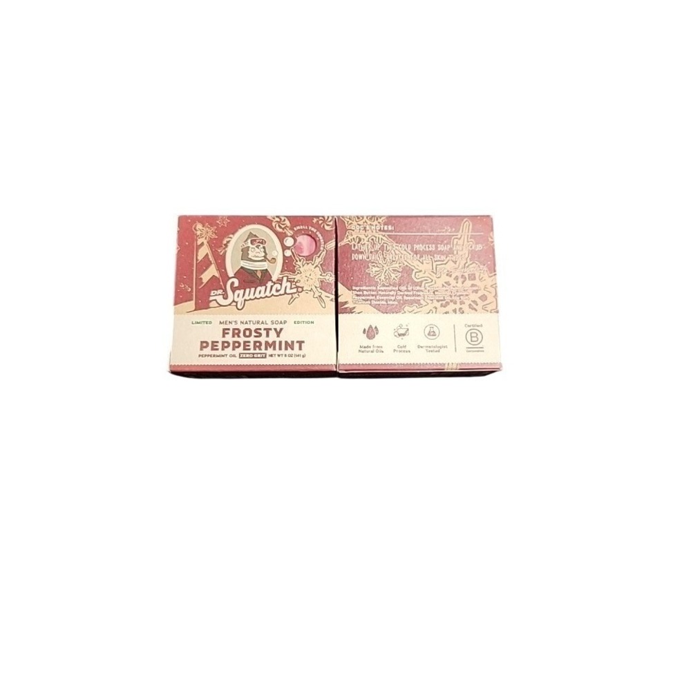 2pk Dr Squatch Frosty Peppermint Limited Edition Mens Natural Soap Bar 5 oz‎